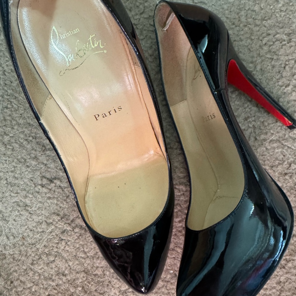 Christian Louboutin Black Patent Heels with Red Sole